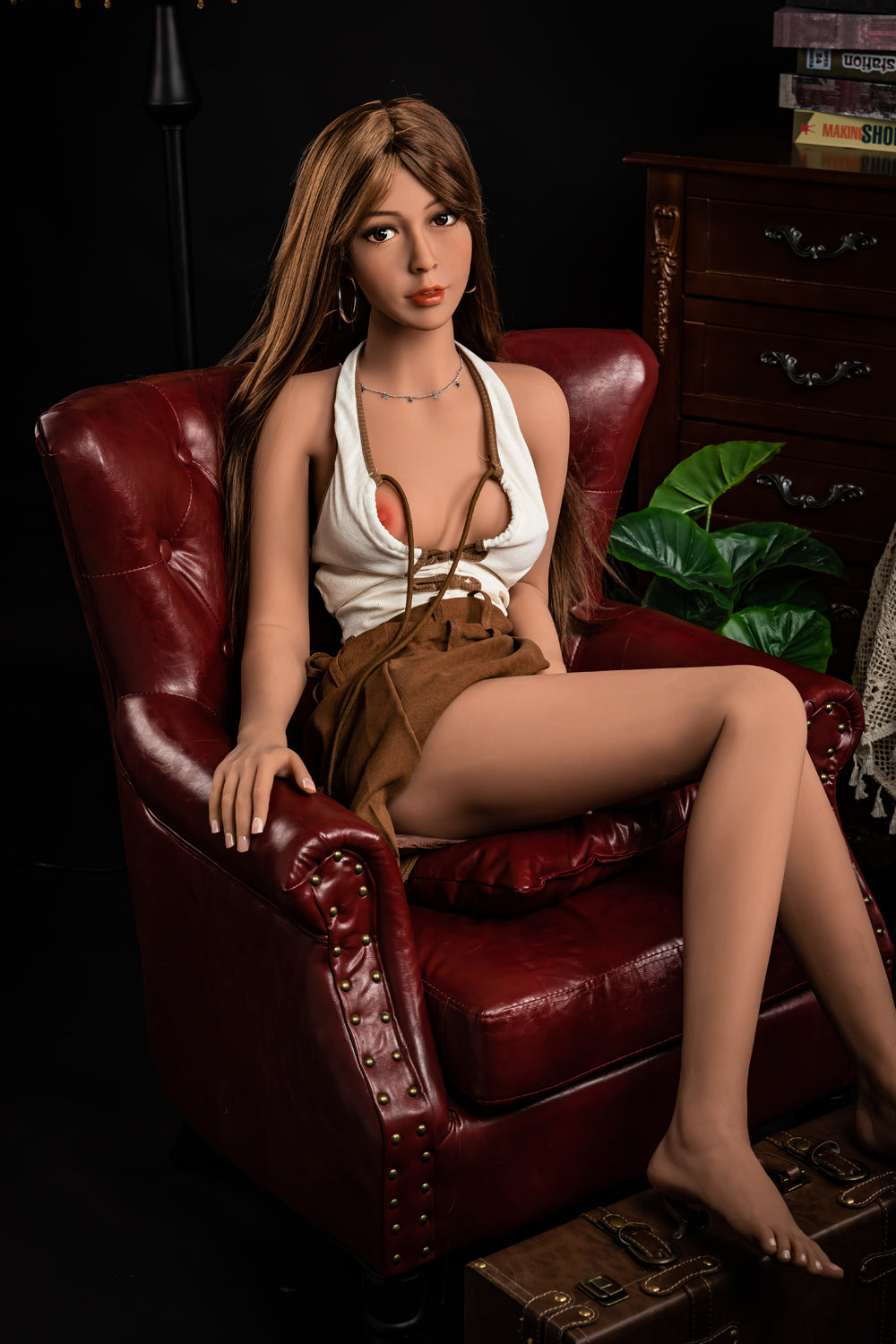 Sex doll with brown skin and long hair 157 cm B-Cup TPE Galaxy Doll