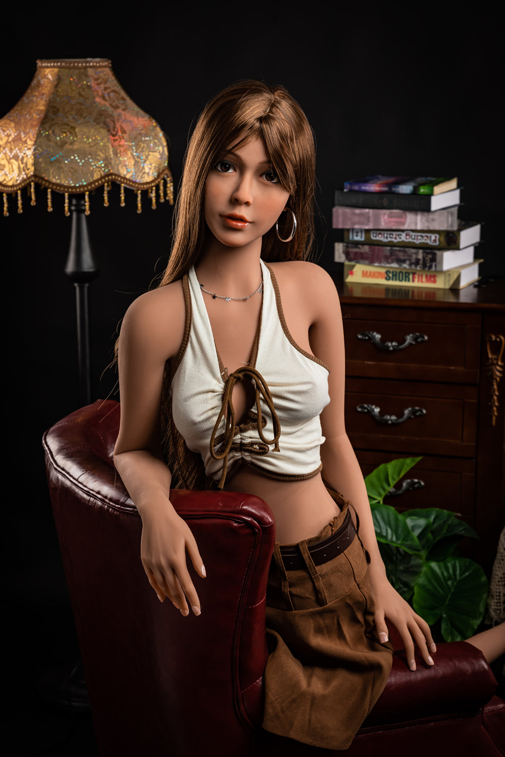 Sex doll with brown skin and long hair 157 cm B-Cup TPE Galaxy Doll